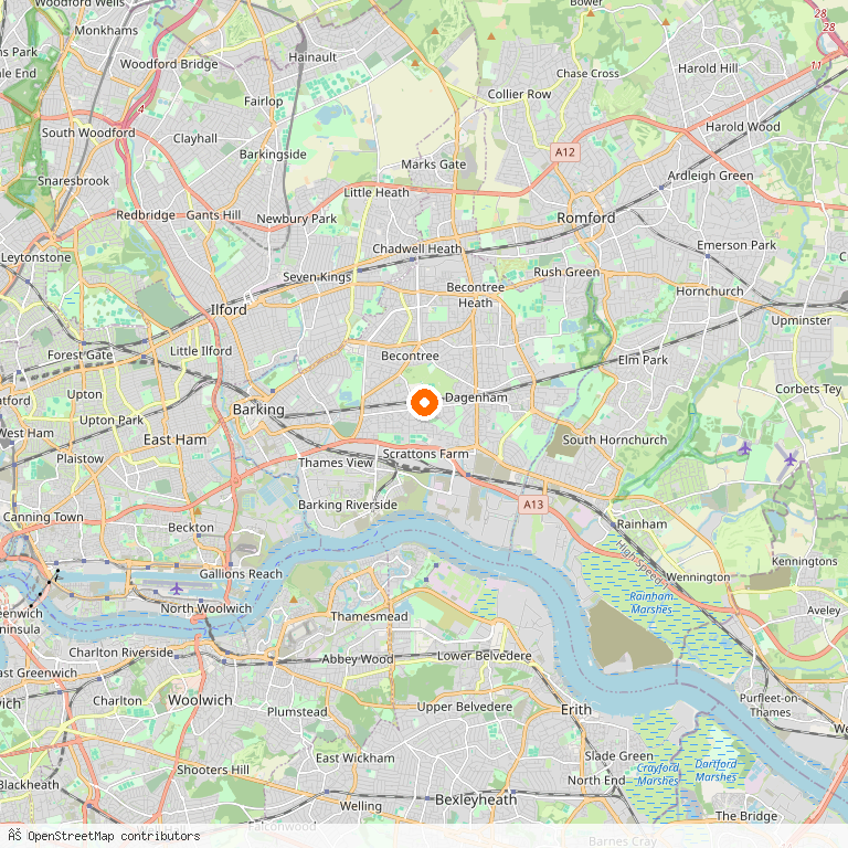 Map of Barking & Dagenham — the London borough we serve as Man and Van.