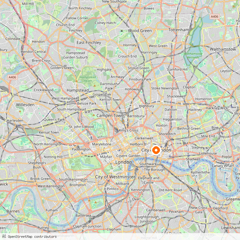 Map of City of London — the London borough we serve as Man and Van.