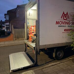 Evening removal in London — branded Man and Van loading at dusk