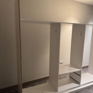 Flat-pack assembly service London — Stanley toolbox and mounting boards on site
