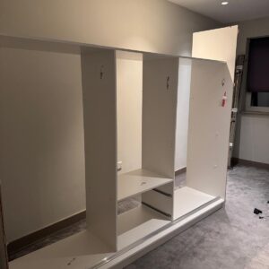 Flat-pack assembly service London — Stanley toolbox and mounting boards on site
