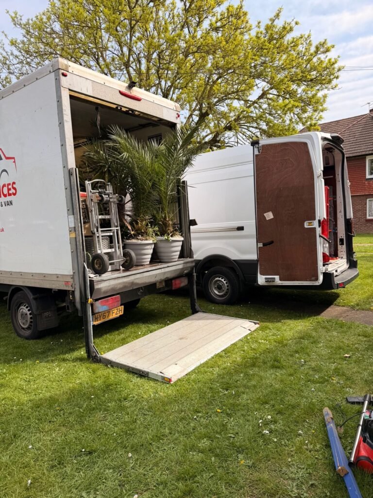 Branded Moving Services Luton van outside a London property — professional Man and Van
