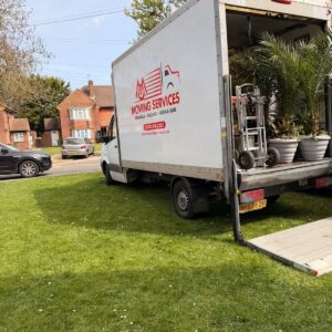 Branded Moving Services Luton van outside a London property — professional Man and Van