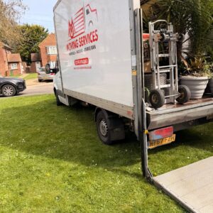 Branded Moving Services Luton van outside a London property — professional Man and Van