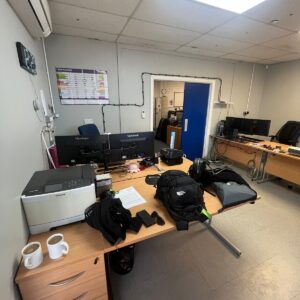 Office relocation London — desks, monitors and IT gear ready for move