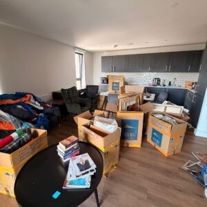 Professional packing service — mover wrapping furniture in London