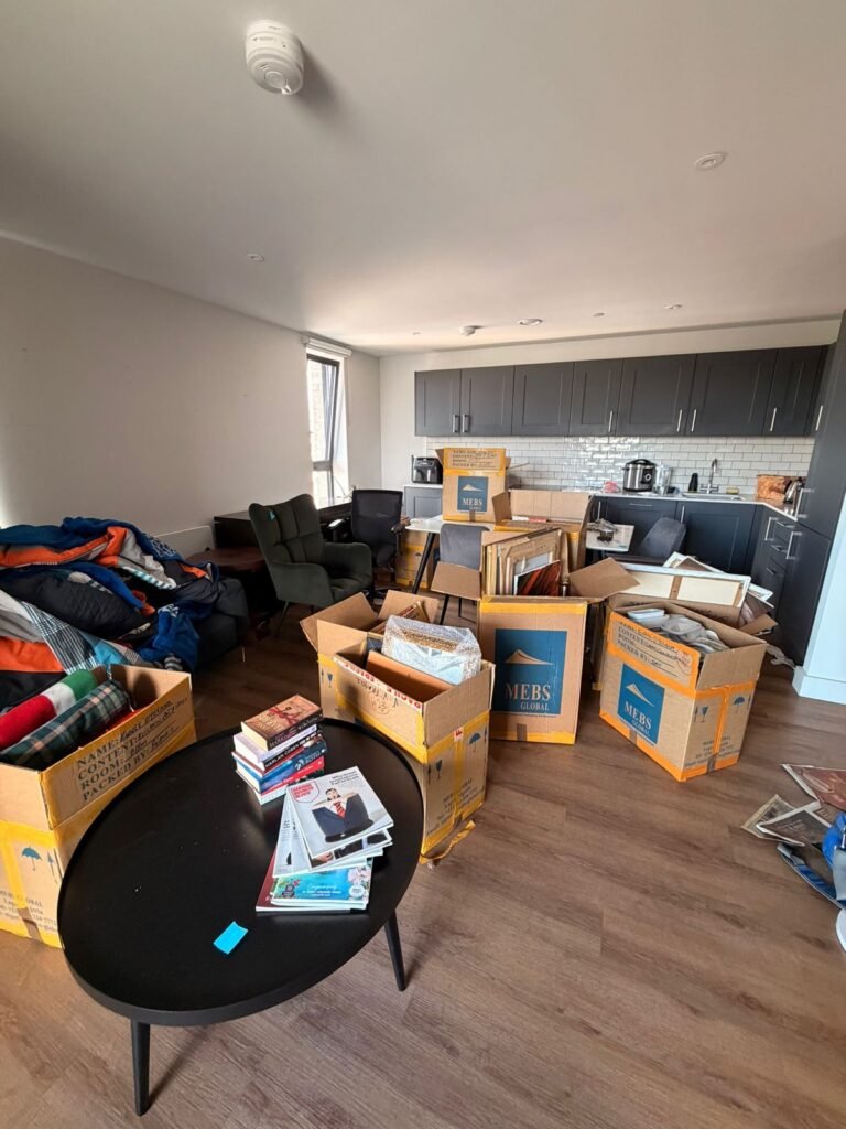 Professional packing service — mover wrapping furniture in London