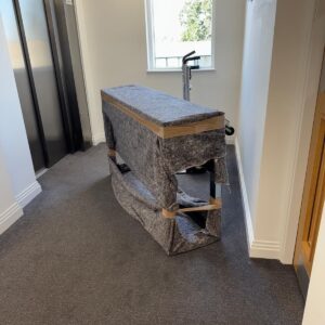 Single-item sofa delivery — sofa professionally blanket-wrapped on site